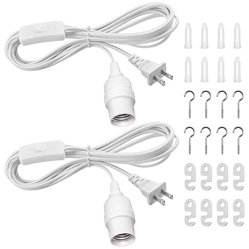 Miniatura 15 de DiCUNO Cable de extensión colgante para farol, enchufe de lámpara colgante E26, interruptor de encendido y apagado cerca de enchufe polarizado, 13