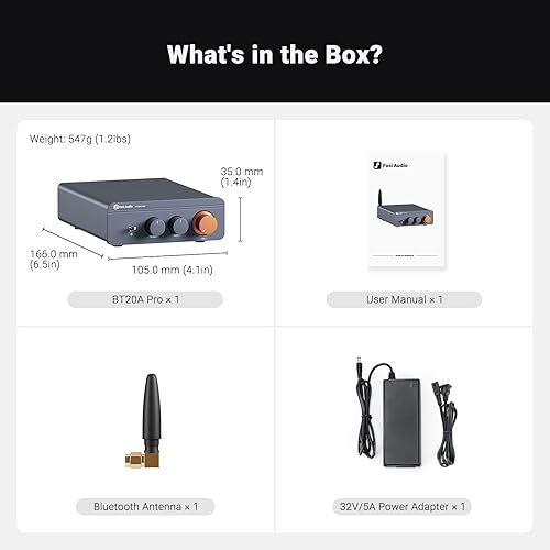 Vista 8 de Fosi Audio BT20A Pro Amplificador Bluetooth 5.0, Amplificador Inalámbrico 300W x2, TPA3255 Receptor de Audio Estéreo Integrado Mini Clase D de 2