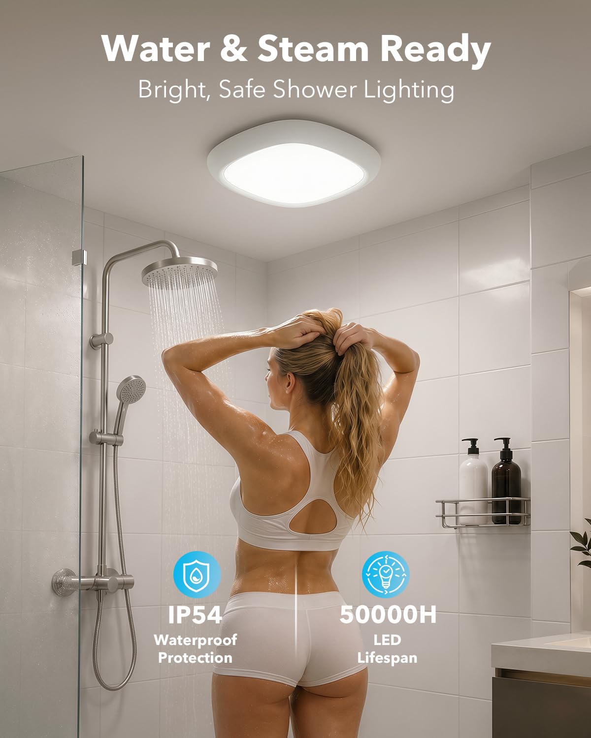 Plafonnier LED Sans Fil Rechargeable USB, 550LM 12000mAh IP54 Etanche Luminaire Plafonnier a Pile avec Detecteur Mouvement Lampe Plafond Batterie Télécommande Lumiere Capteur Interieur Garage Douche
