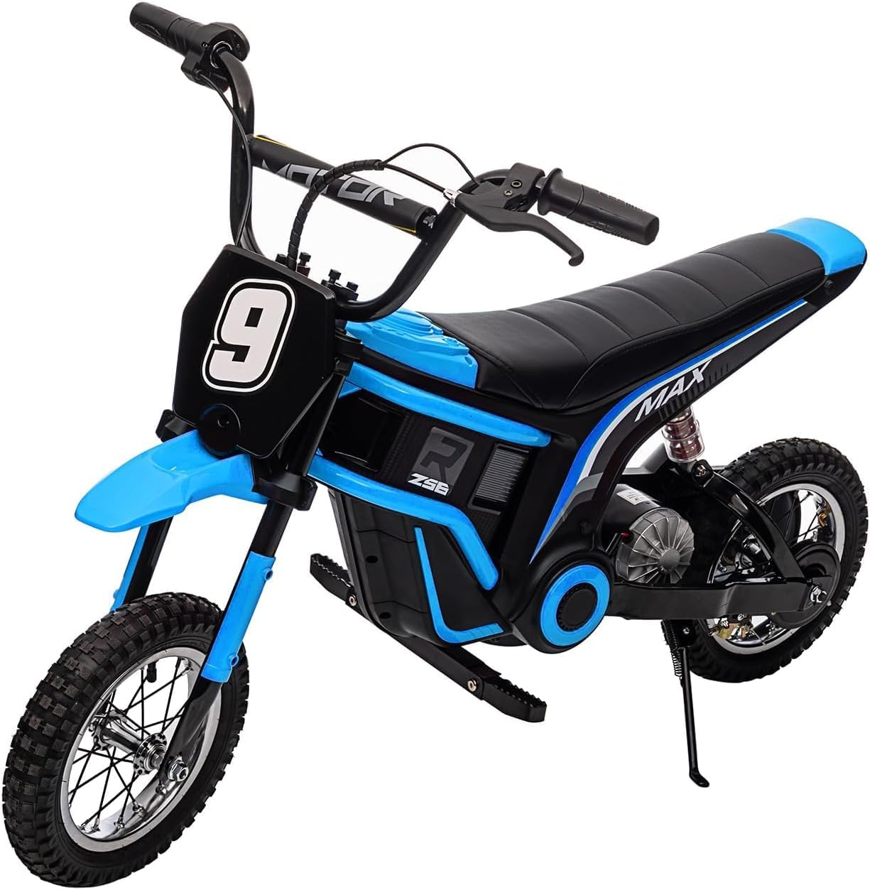 Garvee Moto Électrique Enfants 12V avec Double Batterie et Moteur 250W | Motocross Électrique avec Amortisseur, Roues Résistantes, Vitesse 10-23 km/h, Charge 65 kg, pour Enfants 13+ Ans, Bleu