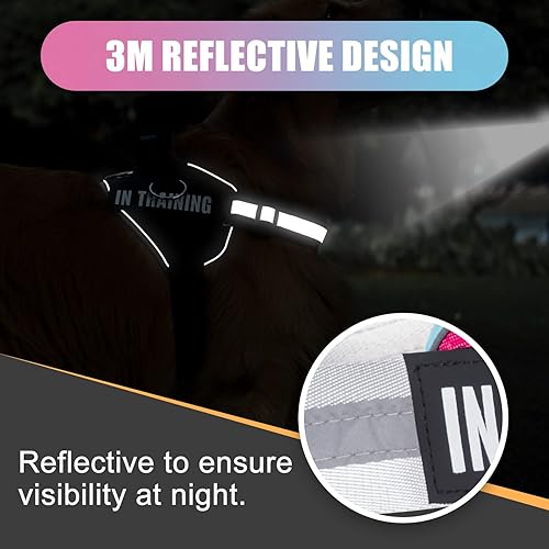 Miniatura 7 de Arnés para perro de 3 anillos sin tirones, arnés reflectante ajustable para perro con 3 clips para correa, arnés para mascotas con 8 parches para