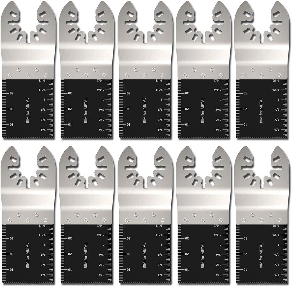 HOTBEST 10 Pack Professional Bi-Metal Oscillating Saw Blades Quick Release Blade Fits Porter Cable,Rockwell,Makita,Black & Decker,Bosch Craftsman