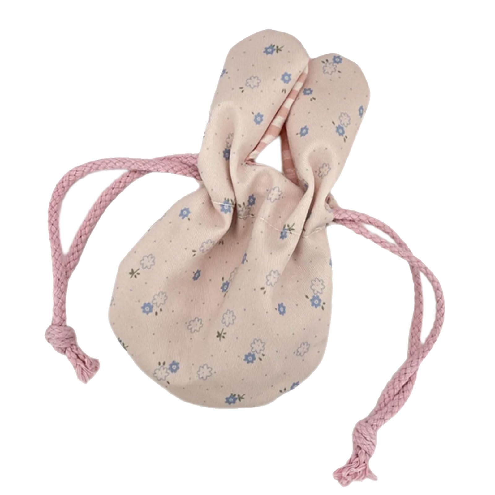 Jazuaiao Portable Animal Ears Floral Drawstring Bag for Women ' s Travel Essential Storage Floral Drawstring Bag
