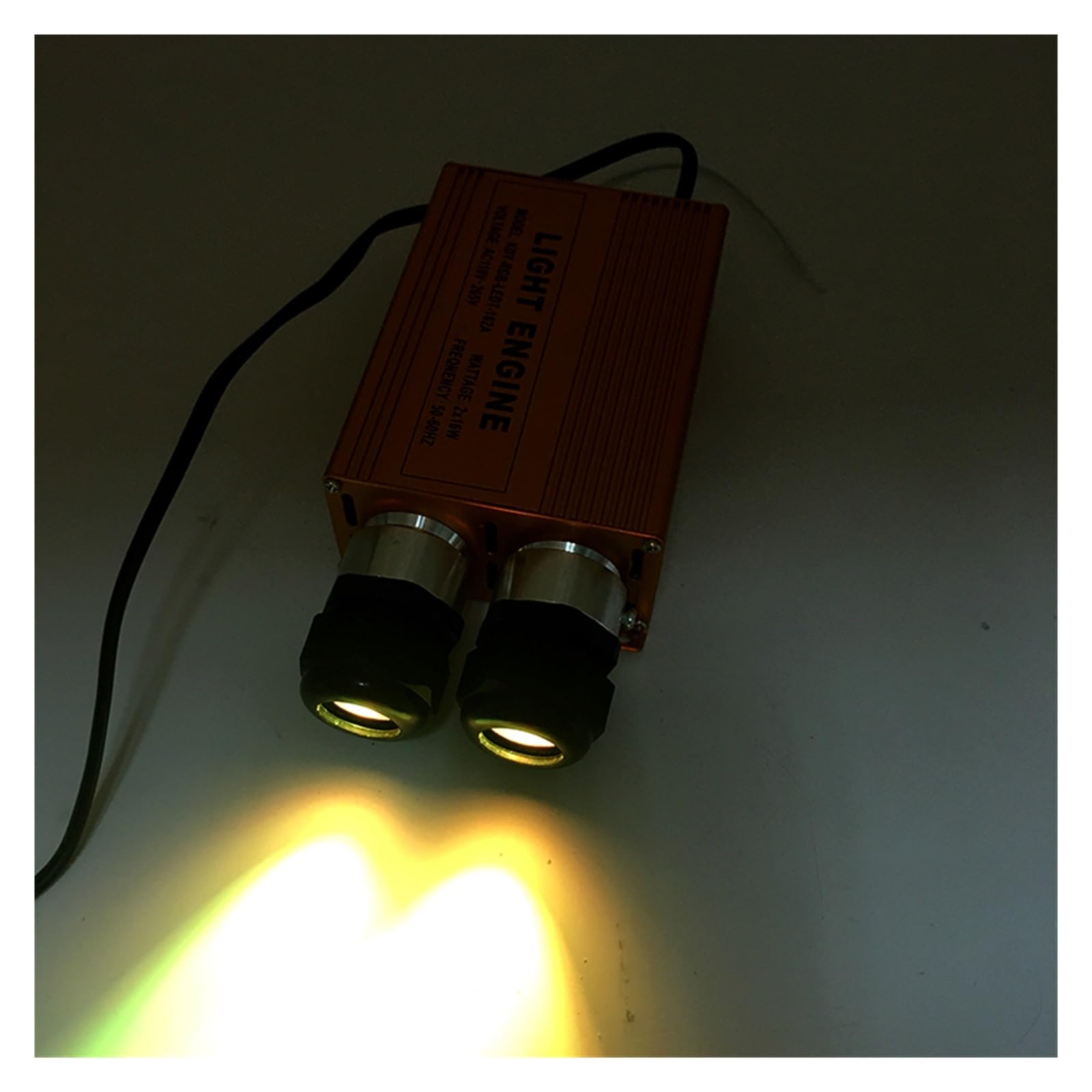 Złota aluminiowa podwójna głowica 2 * 16W LED światłowód, 32W RGB, 24-klawiszowy zdalny sterownik światła światłowodowego,Wytrzymały