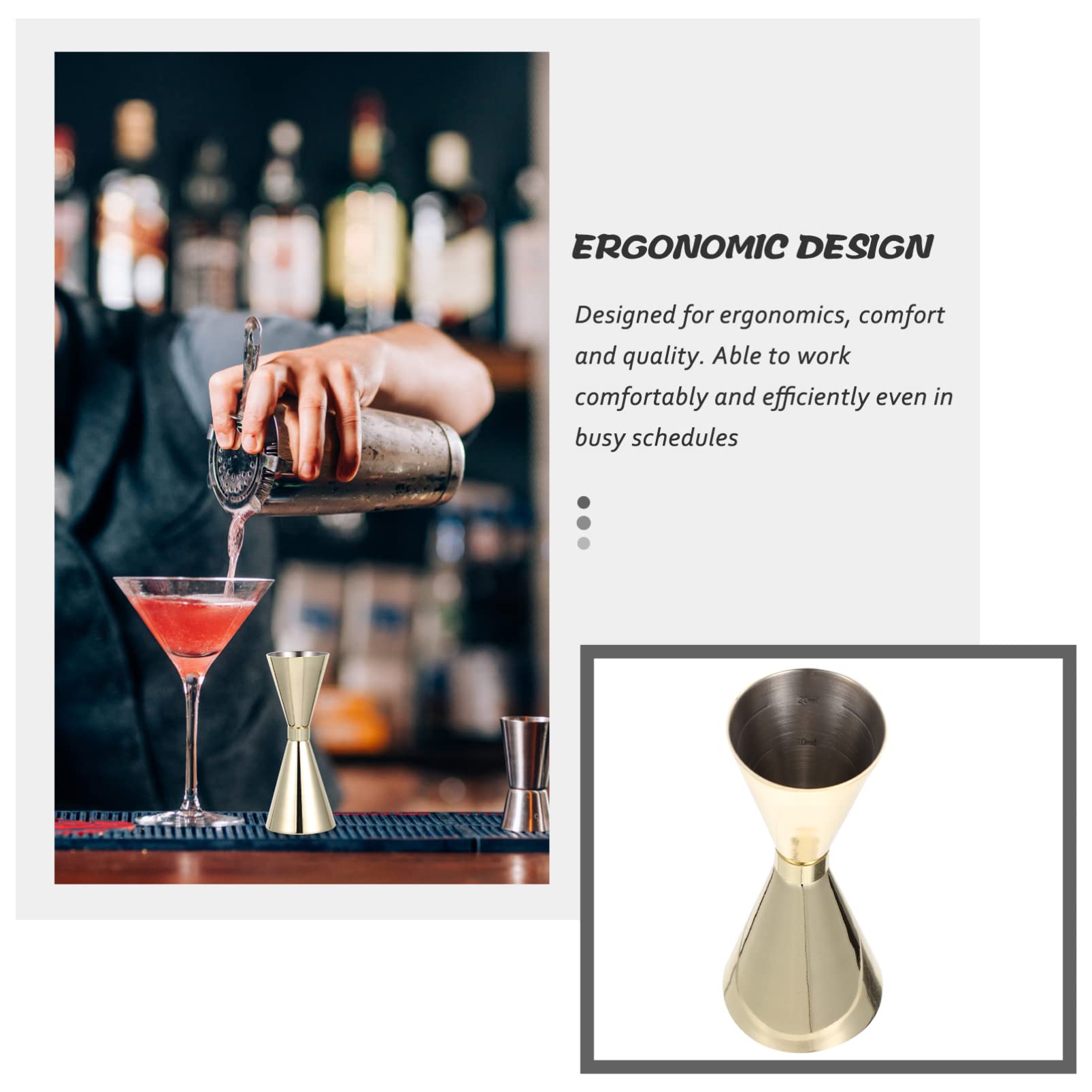 Liquor Tool: Double - with Gold Device for Recipes Bar Cup, Stainless Home Accessories Ounce Cone Ml/Mug Drink Golden Mixed Office Barware Multi- Ml(Gold)