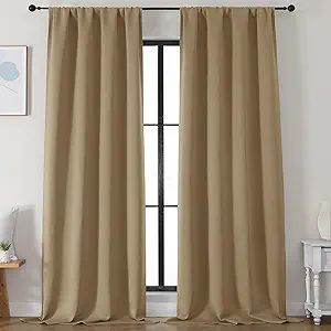 Simplebrand Taupe Blackout Curtains for Bedroom 96 Inches Long 2 Panels, Solid Thermal Insulated, Energy Saving Living Room Window Treatment Curtains Blackout Drapes, W50 x L96 Inch, Taupe