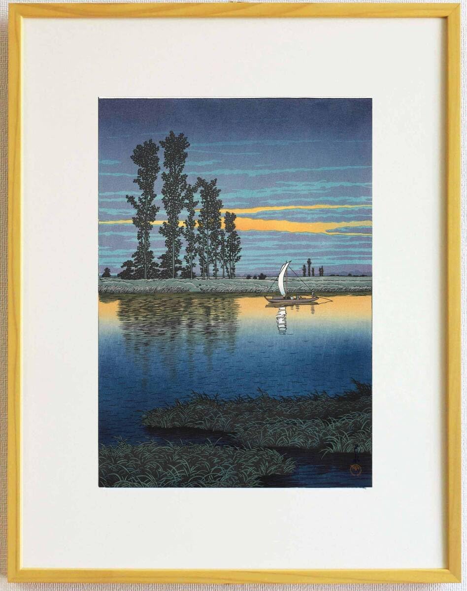 水辺の風景 木版画 額装済み 椿【 額装済 】 | 木版画 馗