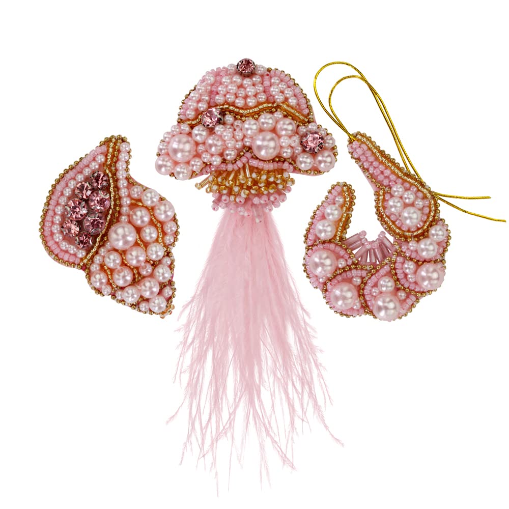 EMDOMO Shrimp, Conch, Jellyfish Exquisite Patches Fur Bead Fringe Badges Appliques for T-Shirt Bags Decor Sewing 2Pieces (D mix 3pieces)