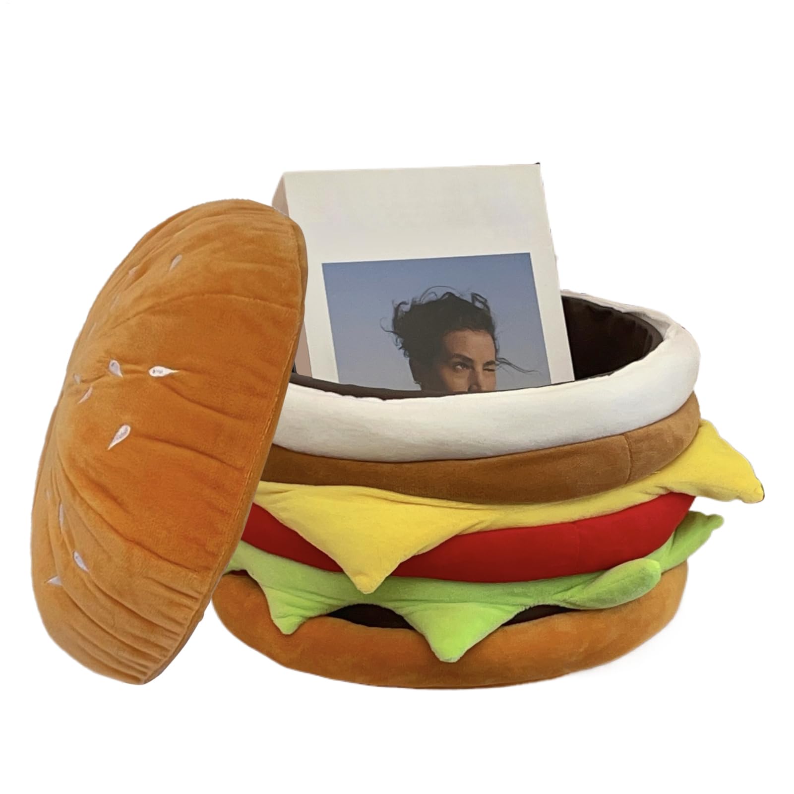 Repose-pied multifonctionnel hamburger pour ranger et s'asseoir dans l'entrée
