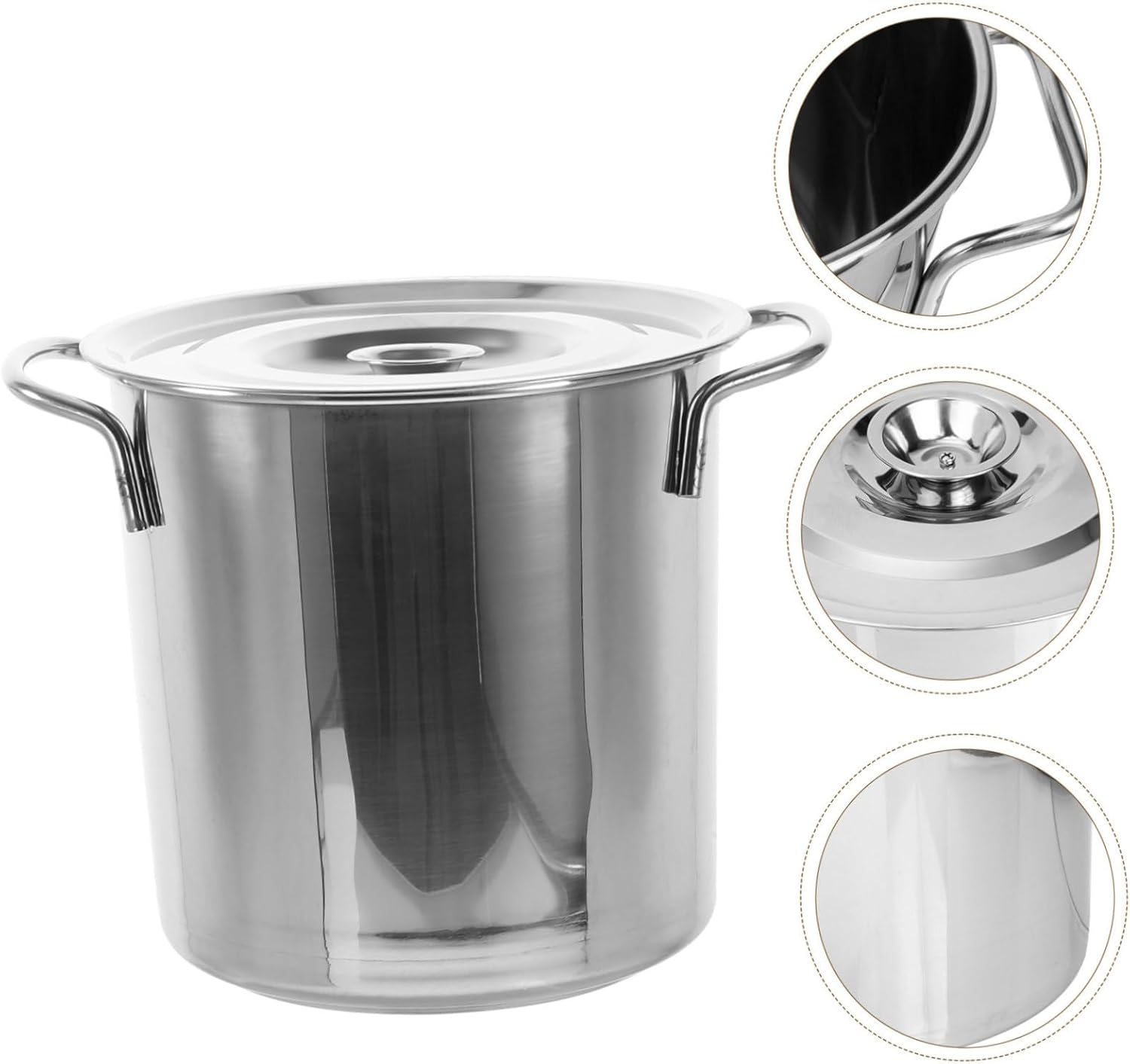Mobestech Stainless Steel Soup Pot with Lid Large Capacity Stockpot for Cooking Brine Bucket for Soups Stews and Rice