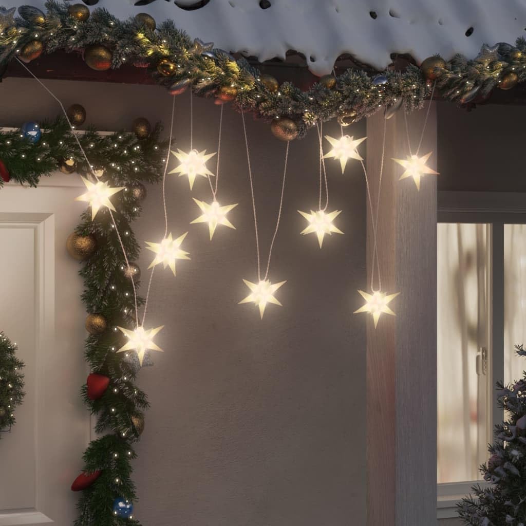 Homgoday Lámpara de Estrella Moravia 10 LED Blanco 10 cm Luces de Navidad Casa y jardín