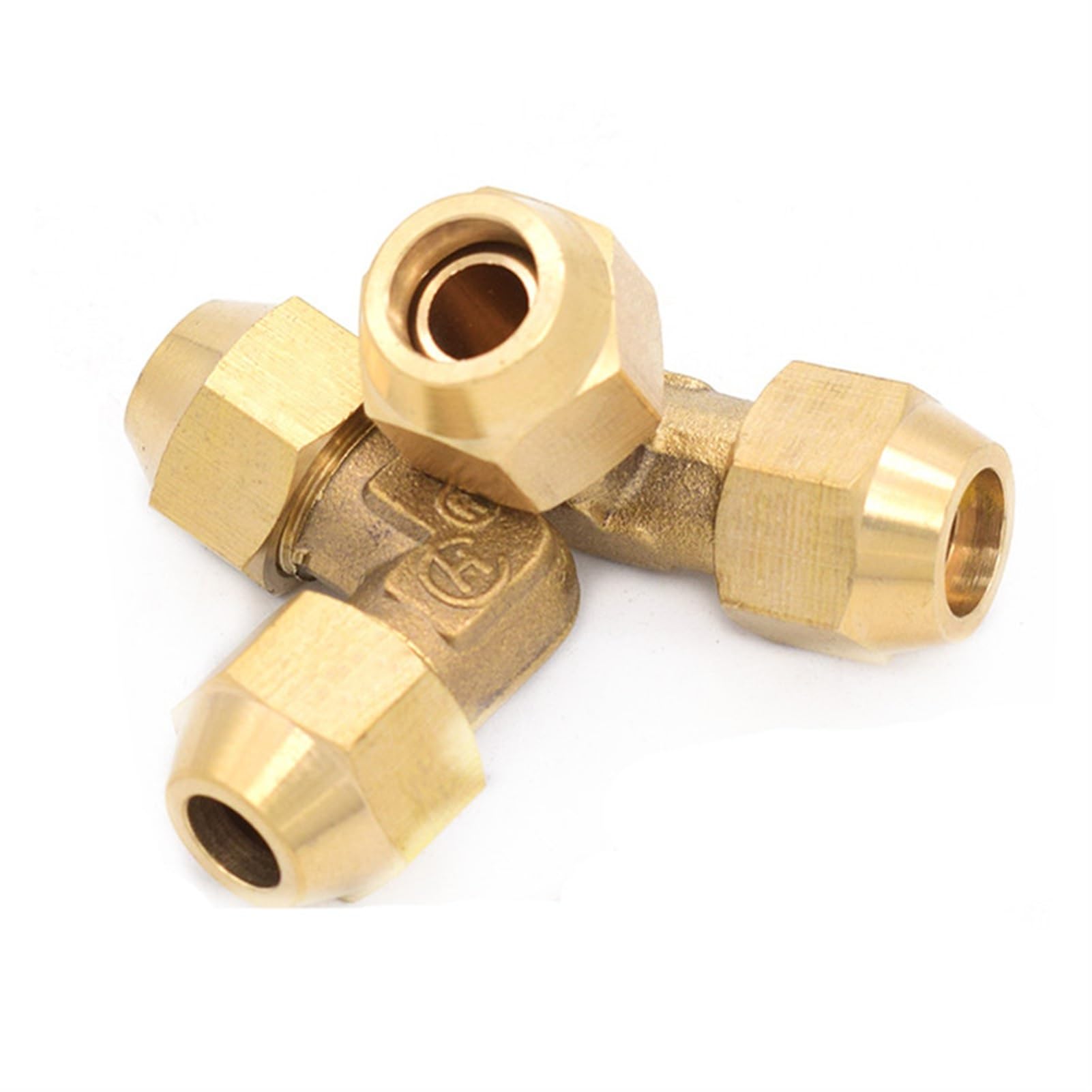 Ziluao Qinlu-Brass Connector Hose Fitting Tube OD 6/8/10/12/14mm Flared Copper Pipe Fittings Brass Connector Fitting Air Tool Fitting with Nuts, Corrosion Resistance(L,Tube OD 8mm)