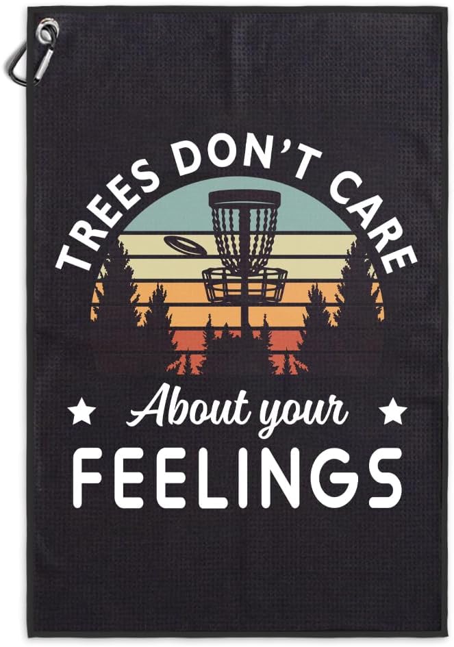Tree Don't Care About Your Feelings Printed Microfiber Towel, Disc Golfer Gift for Dad, Father's Day, Disc Golf Accessories