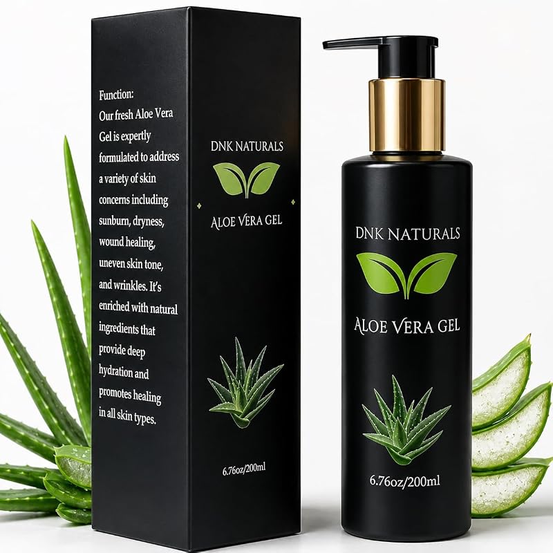 Gel de Aloe Vera com Niacinamida DNK Naturals para rosto, corpo e cabelo, sem fragrância, 200 mL