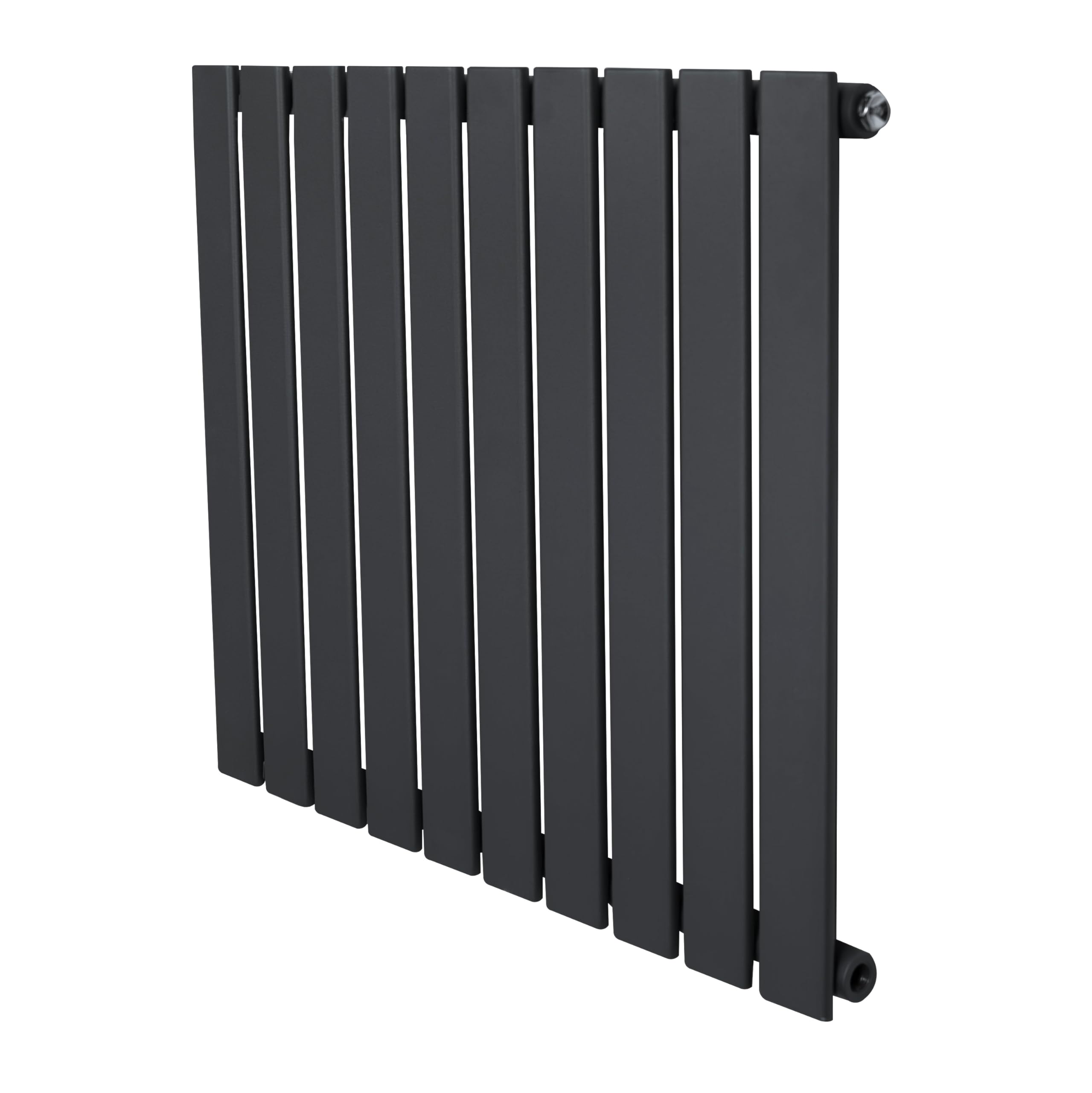 Flat Single Column Radiator 600mm x 700mm Modern Designer Single Panel Central Heating Heater Matt Anthracite Grey Carbon Steel Horizontal Kitchen Living Room FREE Cleaning Brush Fixing Kit & Brackets