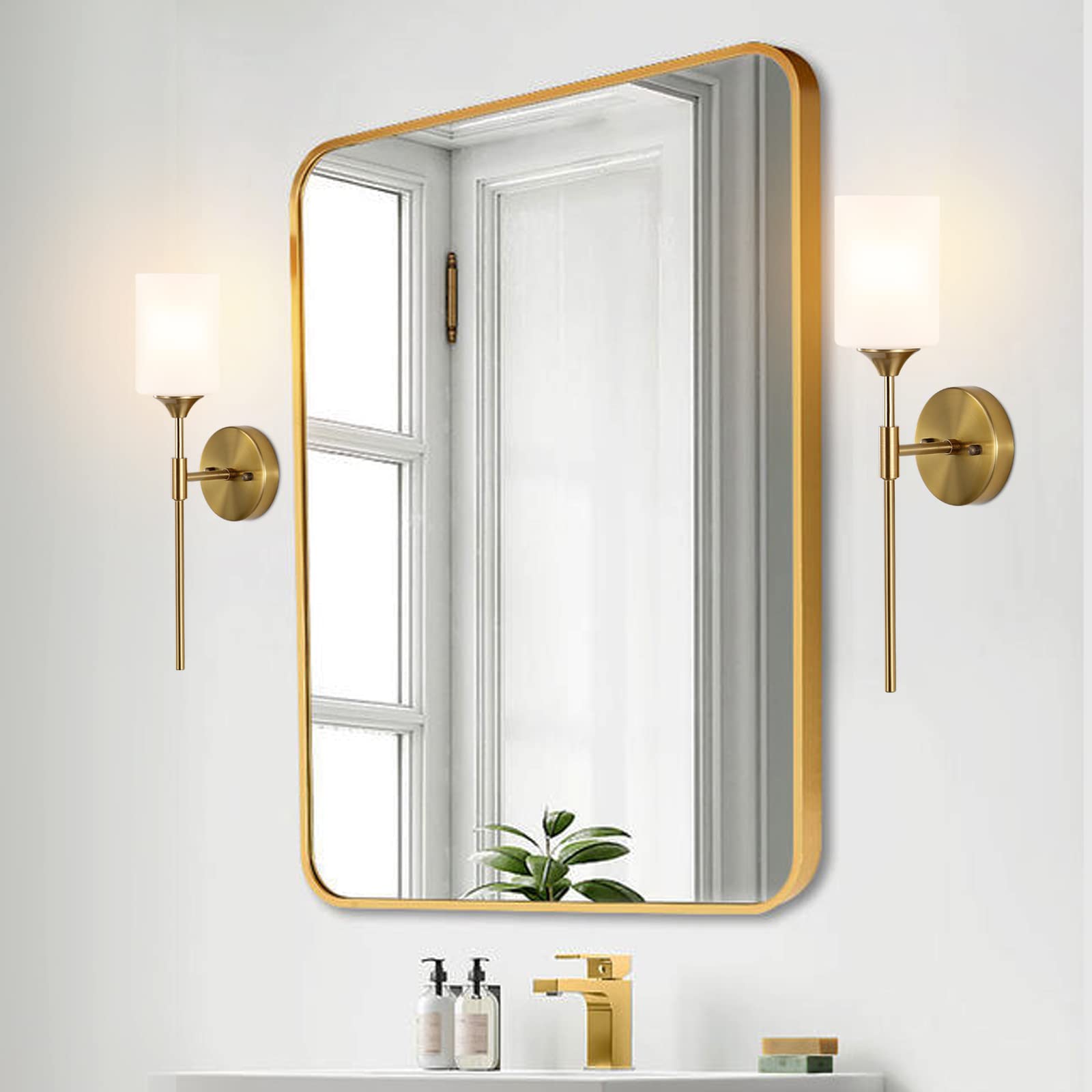 Amazon.com: BYOLIIMA Gold Wall Sconce Set of 2 with White Cylinder