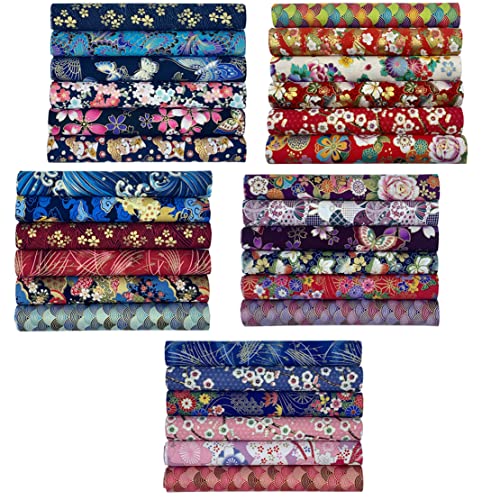 EDGEAM 30 piezas de tela de algodón estilo japonés patchwork trozos de tela telas de coser cuadrados de tela de 20 x 25 cm paquete de tela de algodón impreso para coser para manualidades