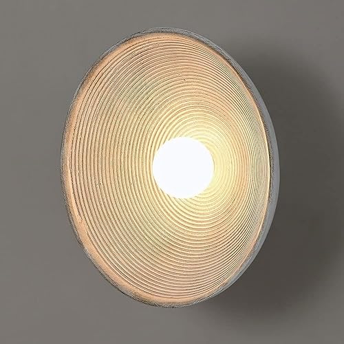 BTSOAR Lámpara de pared de resina vintage pantalla de cristal decoración redonda lámpara de pared rústica para interiores lámpara de pared simple