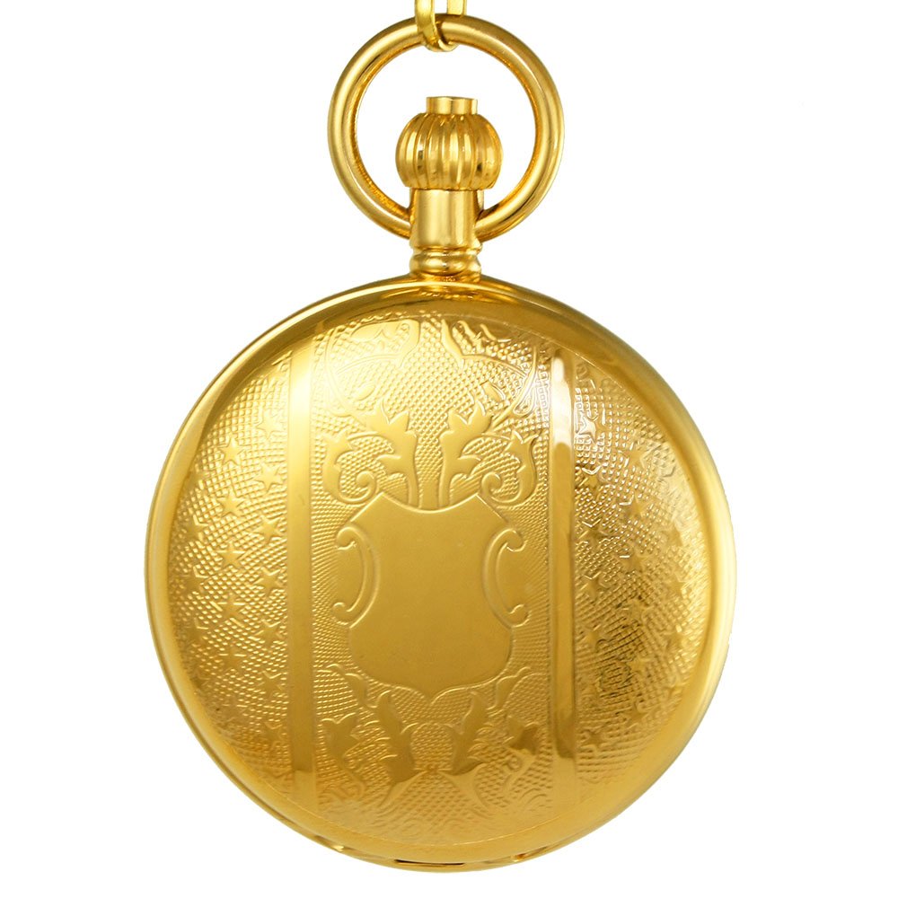 Ogle Vintage Double Copper Cover Case Dual Movement Skeleton Chain Fob Self Winding Automatic Mechanical Pocket Watch
