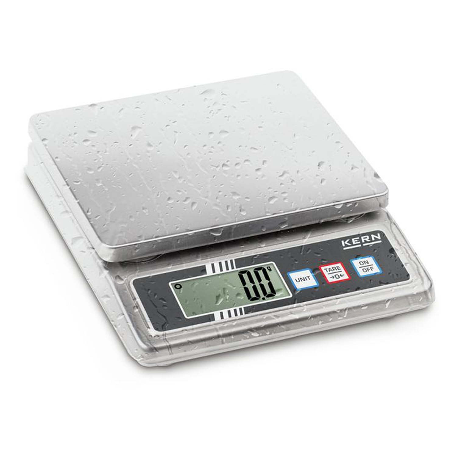 Balanza de mesa [Kern FOB 5K-3NS] IP65: Protegido contra polvo y roción, Campo de pesaje [Max]: 5 kg, Lectura [d]: 1 g, Reproducibilidad: 1 g, Linealidad: 2 g