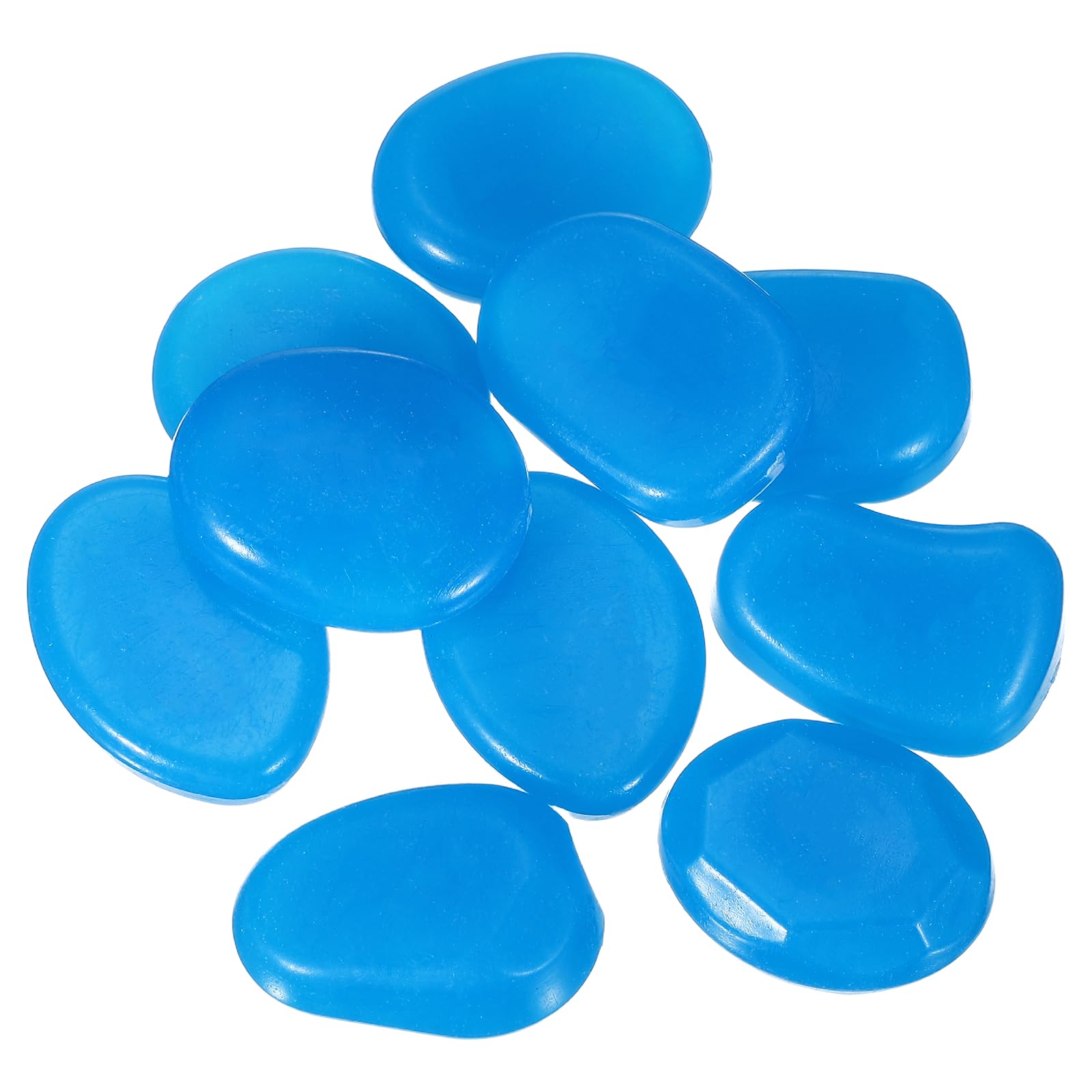 YELARXI Large Glow in the Dark Stones, Luminous Pebbles Stones Glowing Rocks Decorative Light Up Pebbles Fitting for (Fish Tank/Outdoor Garden Decor/Yard/Walkway) 10 Pcs & Dark Blue