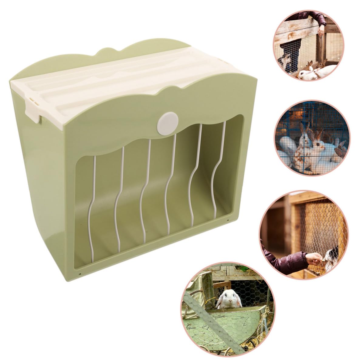Happyyami 2 Comederos para Jaula de Mascotas para Conejos y Hámsters, Soporte de Plástico Verde Que Promueve Alimentación Limpia y Reduce Desperdicio de Alimento