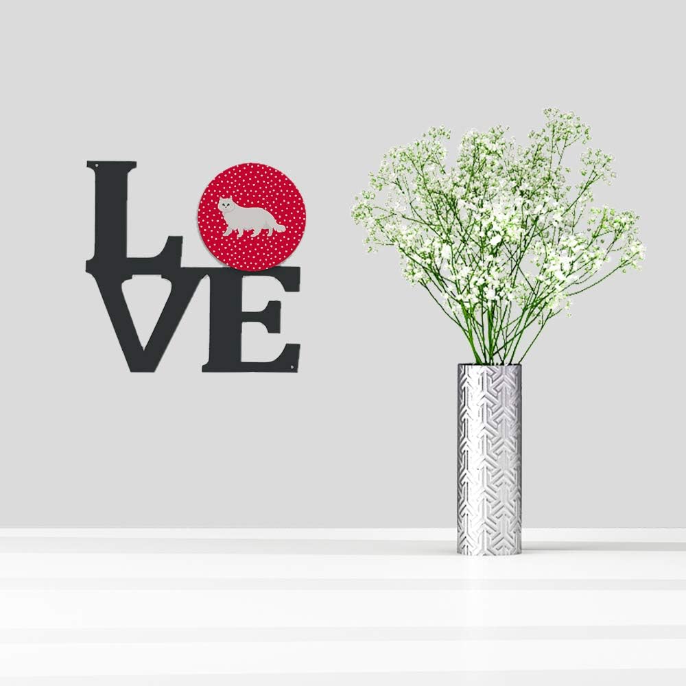 Caroline's Treasures CK5583WALV Chinchilla Persian Longhair Cat Love Metal Wall Artwork Love, Red Indoor Outdoor Art Decor Patio, Bathroom, Kitchen Colorful Aluminum and Black Steel Sculpture