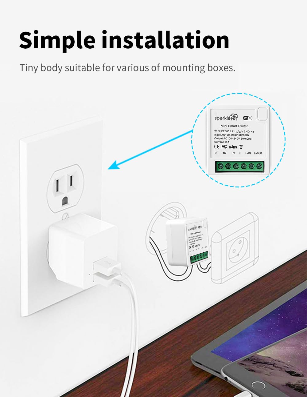 Heltec 4Pcs Smart WiFi Switch 16A HomeKit Compatible 2200W Remote Control Timer Works with Apple Siri 110-250V