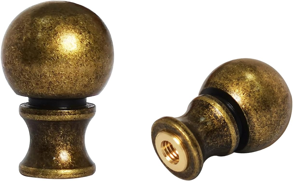 GY & CK Ball Lamp Finial, Solid Finials for Lamps, Lamp Shade Screw Caps, Antique Brass Decorative Lamp Finial Tops for Table Lamps or Floor Lamps