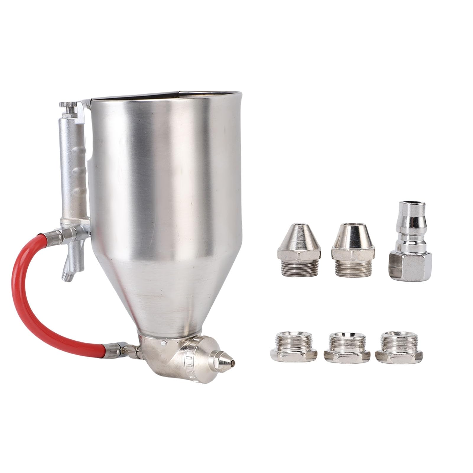 Topiky Pulvérisateur de Mortier de Ciment, Pistolet de Pulvérisation Pneumatique à Trémie d'air, 3,5 L, 6 Buses pour Peinture Murale Extérieure, Revêtement de Texture, Stuc, Entrée 1/4", Largeur de