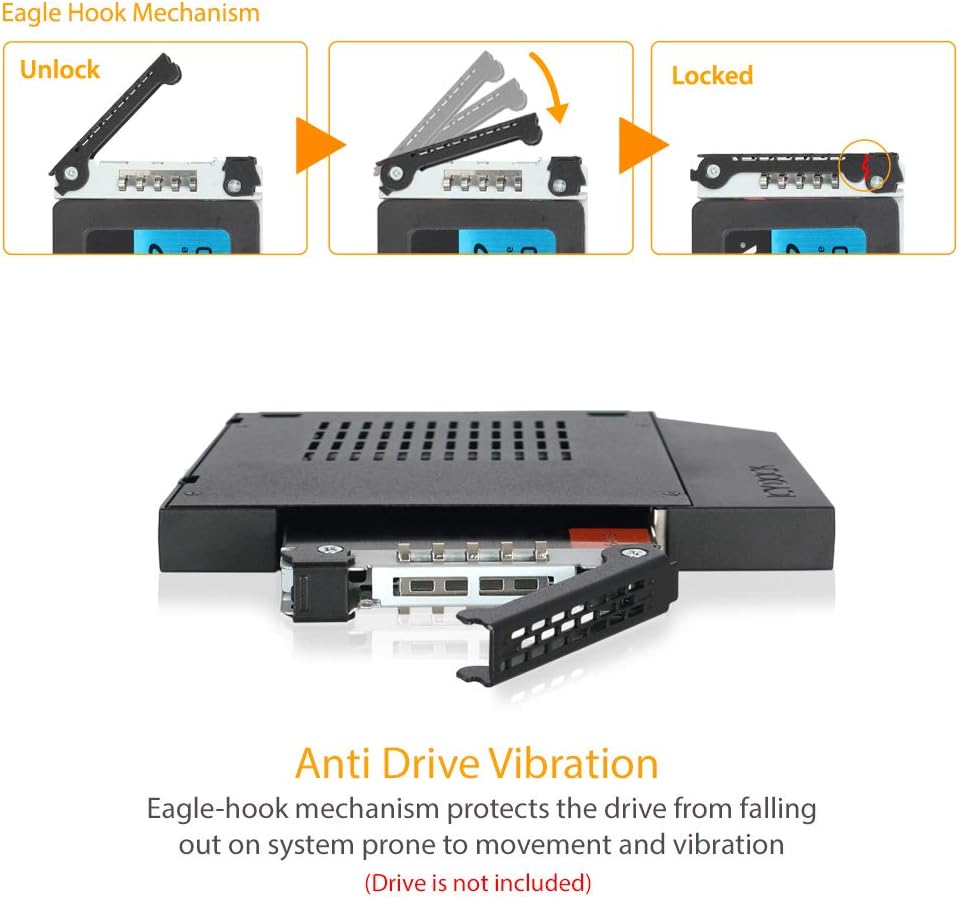 ICY DOCK 2.5" SSD / HDD Hot-Swap SATA Mobile Rack for 12.7mm Slim CD/DVD-ROM Optical Bay | ToughArmor MB411SPO-1B (Fits 12.7mm Height ODD Slot)