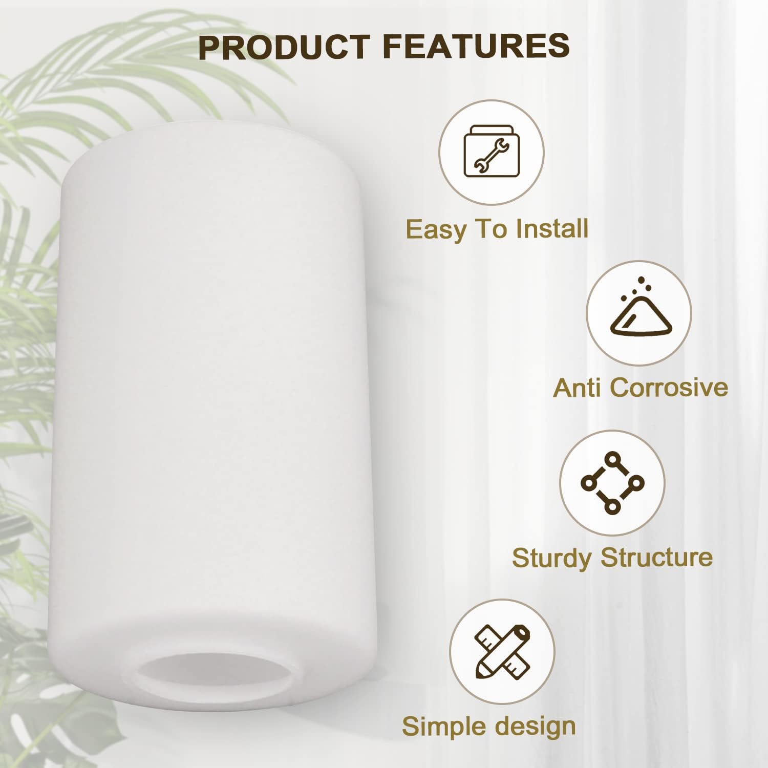 KCO Lighting Cylinder Glass Lamp Shade Replacement Frosted White Cylinder Glass Lamp Cover Light Fixture Replacement Globe Cover for Chandelier Pendant Light Wall Sconce