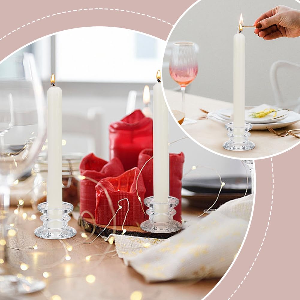 24Pcs Glass Candlestick Holders, Clear Glass Window Candle Holders for Dining Room Decor, Bulk Modern Small Candle Stick Candle Holder Short for Centerpiece Wedding Table Dinner Party Decor
