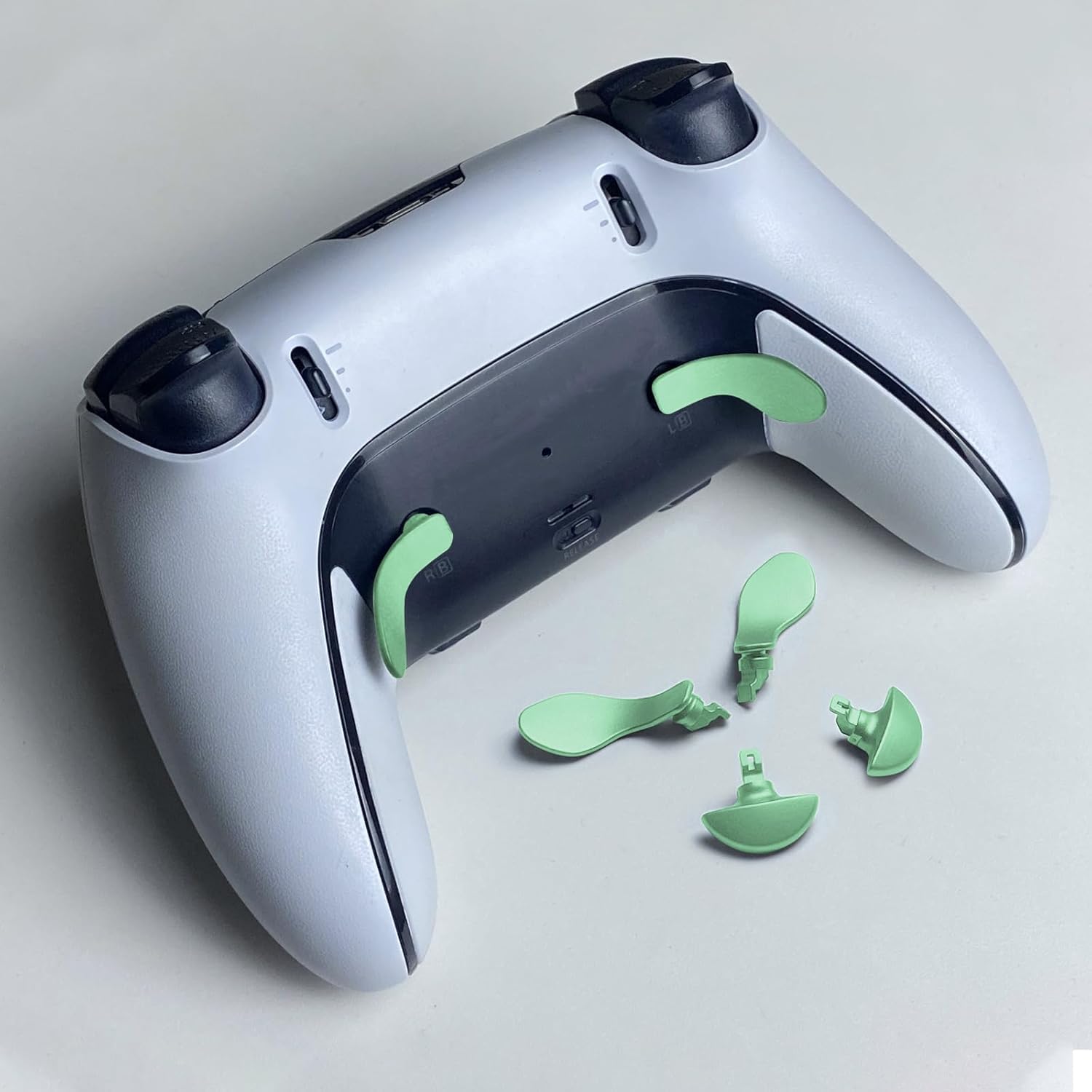KD.FLY Metal Back Paddles for PS5 Dualsense Edge Controller | 4PCS Metal Replacement Back Buttons, Interchangeable Button Accessories for PS5 Dualsense Edge Controller, Macaron Green