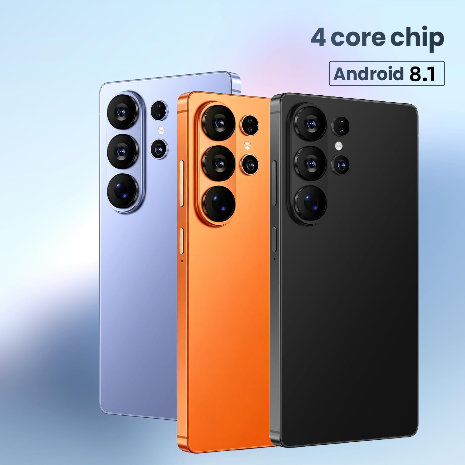 FANNOU Handy freischalten, Android-Handy mit 4G-Netzwerk, 6,6-Zoll-Bildschirm, 3 GB RAM + 16 GB ROM/TF-Karte 256 GB, Dual-SIM, Dual-Kamera, geeignet für Anfänger (orange)