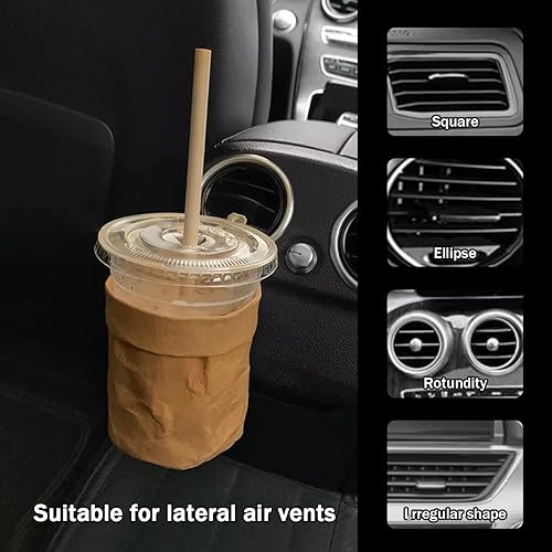 Miniatura 2 de OLizee® Bolsa de papel kraft impermeable para coche, organizador de ventilación de aire, bolsa de almacenamiento universal para gafas de sol,