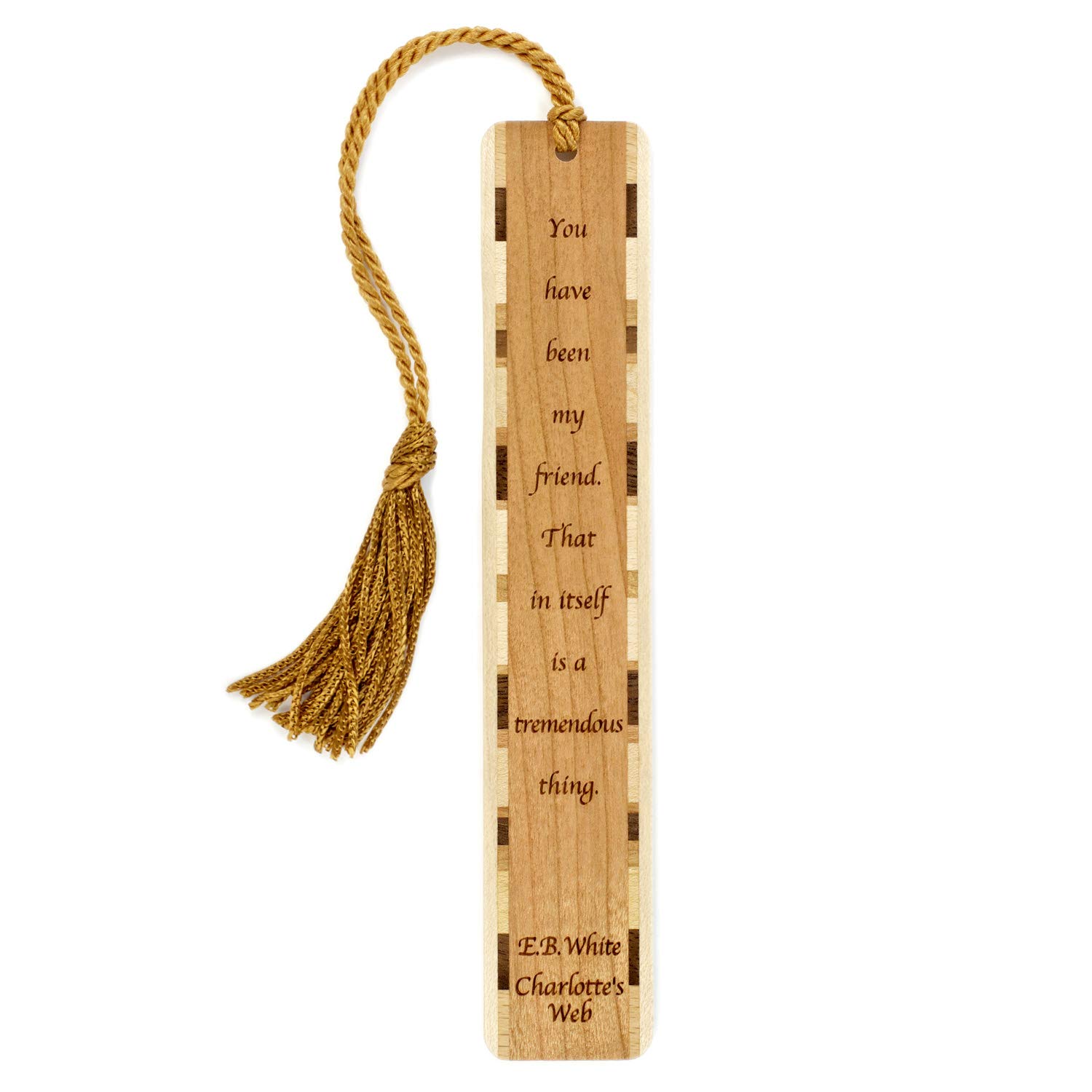 Personalized Charlotte's Web E. B. White Quote, Engraved Wooden Bookmark - Made in USA - Also Available Without Personalization