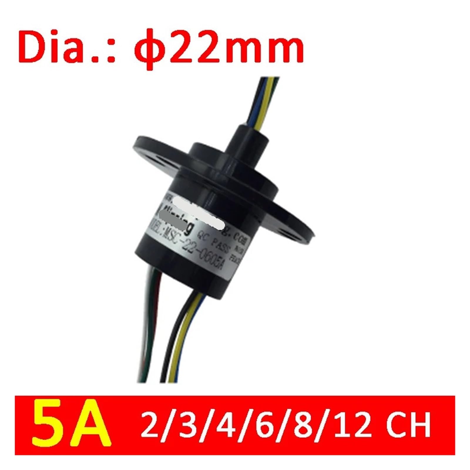 Giunto rotante collettore ad anello rotante a canale 5A 2/3/4/6/8/12 con diametro di 22 mm(3 Channel 5A (22mm))