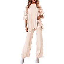 Two Piece Outfits Women Summer Short Sleeve Tracksuit Womens Full Set Lounge Wear Sets for Casual Women Tops and Jogging Bottoms with Pockets