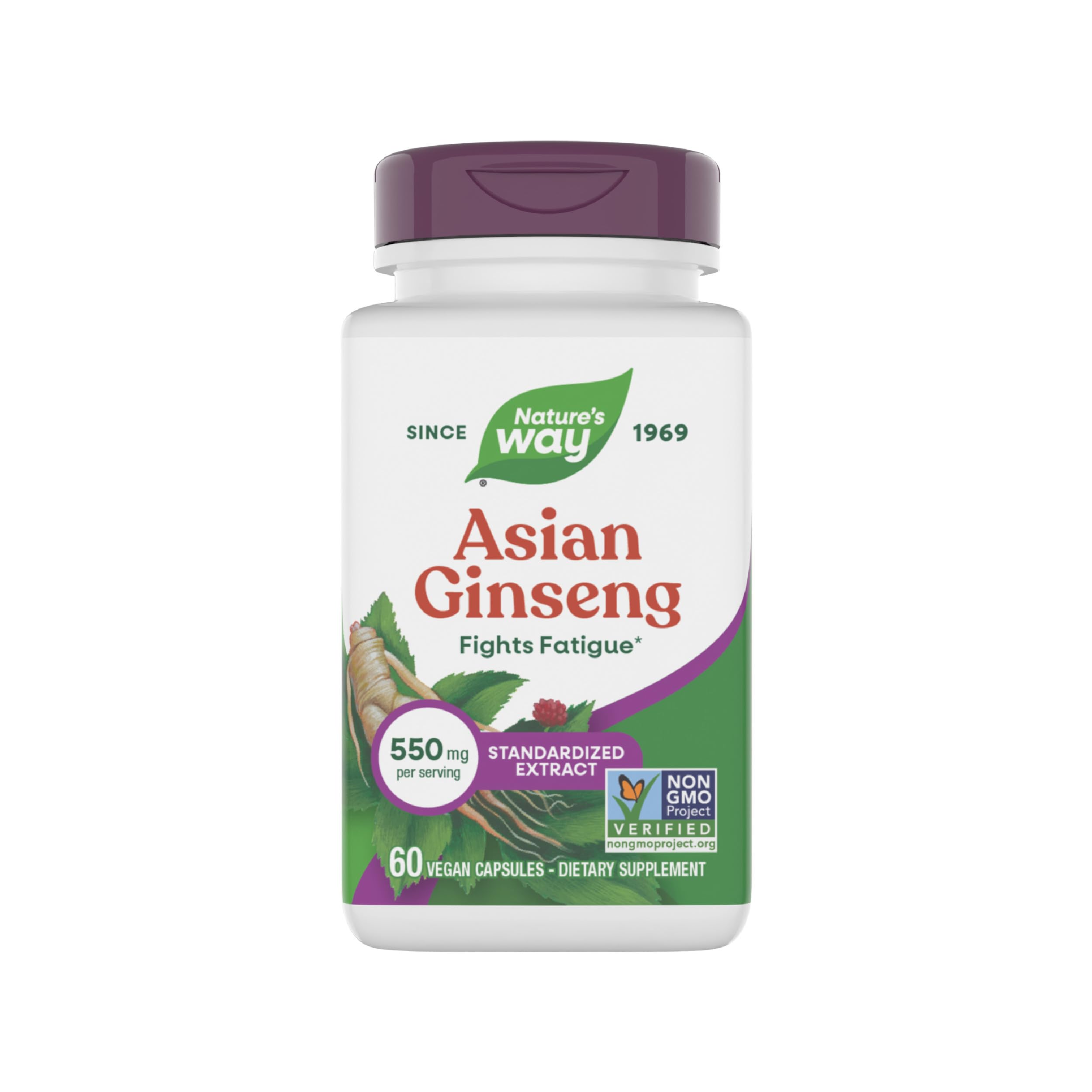 Nature's Way Ginseng, Asian Standardized (Packaging May Vary), 60 Count (Pack of 1)
