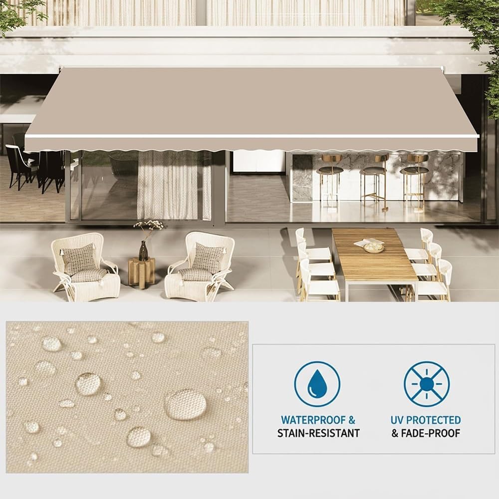 Toile De Rechange Store Banne 4x3m Tissu De Remplacement pour Auvent De Terrasse Rétractable, Imperméable Toile D'Auvent pour Balcon Jardin(Brown,300x150cm/10x5ft)