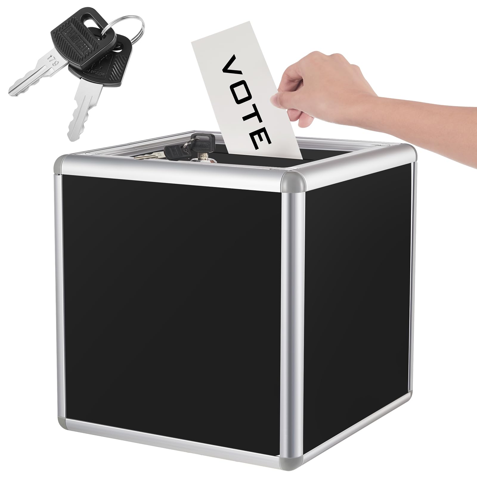 Lineshading Acrylic Donation Raffle Box, 10 x 10 x 10 Inch