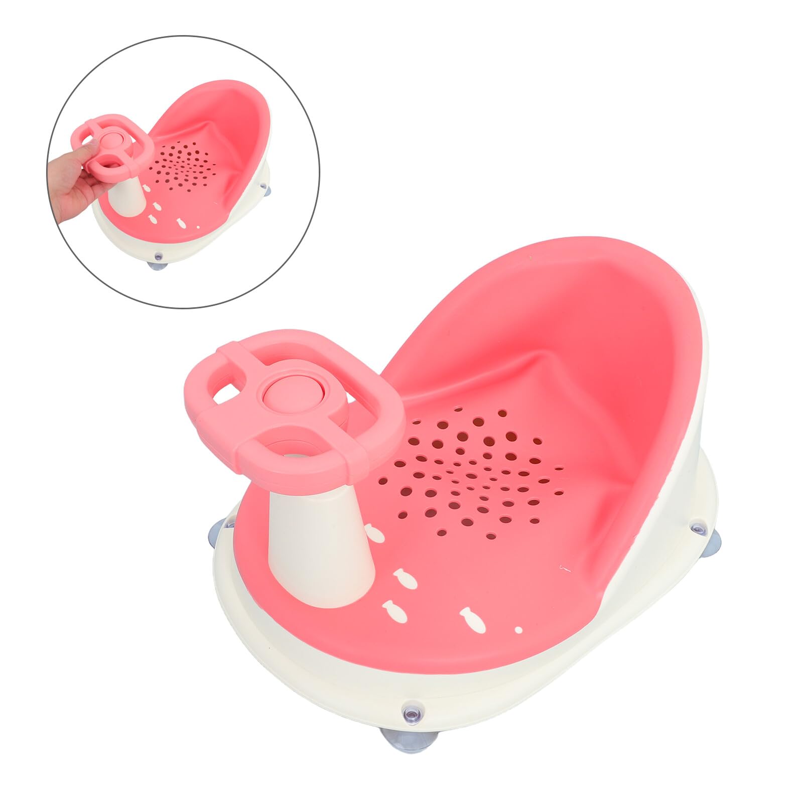 Toyvian Badewannen Sitz für Junge Mädchen Rutschfester Badewannensitz Babybadewannensitz mit Saugnapf Verstellbarer Sitz für Kleinkindbadewanne Schnelles Ablaufsystem für Hygiene Faltbar U