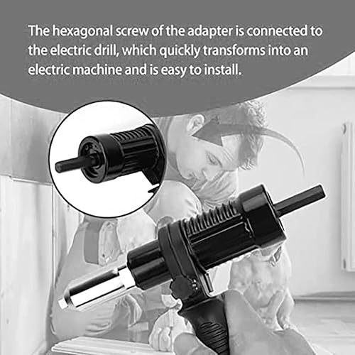 Miniatura 8 de Kit adaptador de pistola de remache, accesorio de remache de taladro eléctrico, fácil procesamiento para trabajos de remachado pop, con 4 cabezales