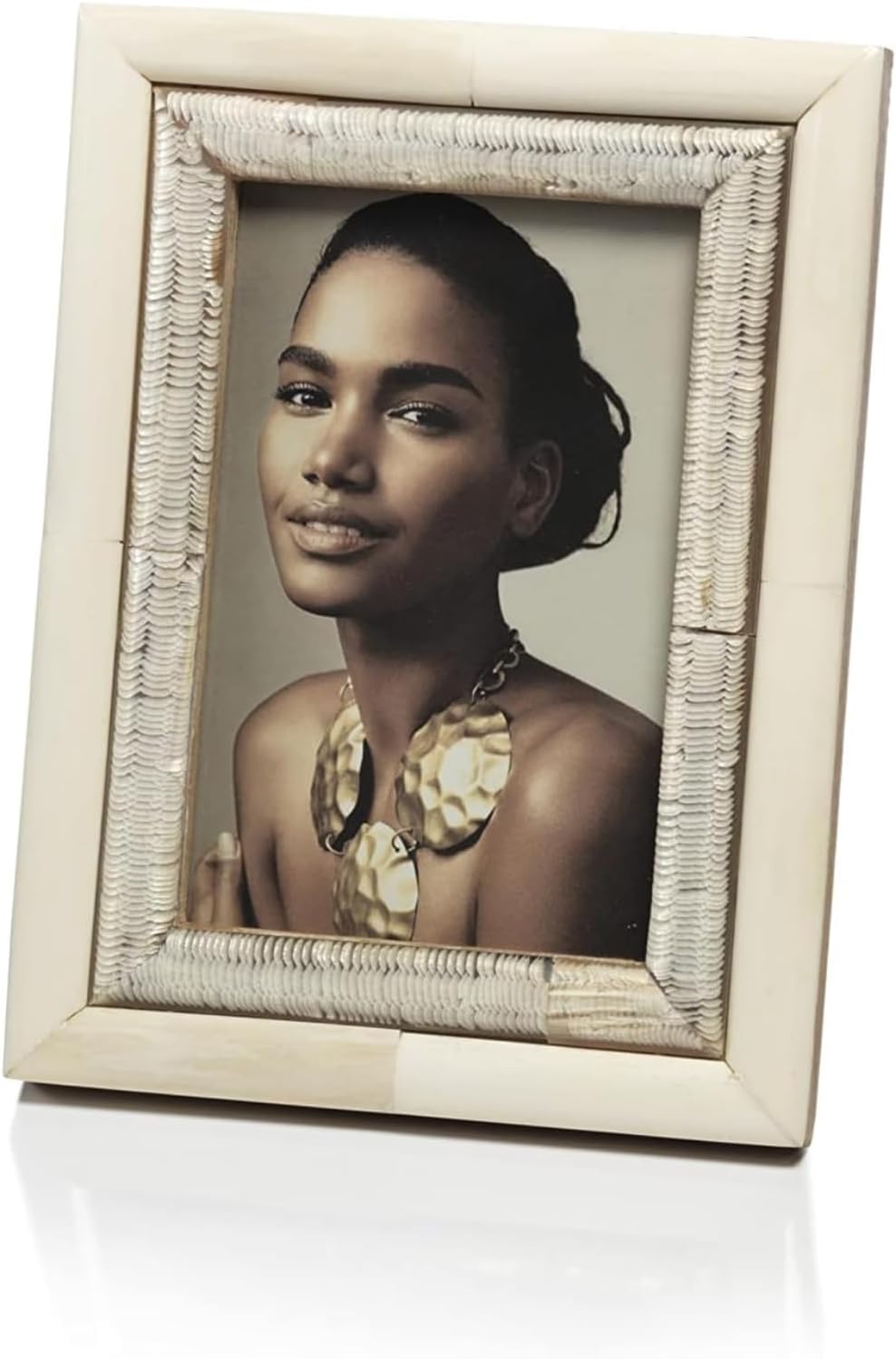 Zodax Oyster White Bone & Shagrin Horn Photo Frame 4x6. IN-6012