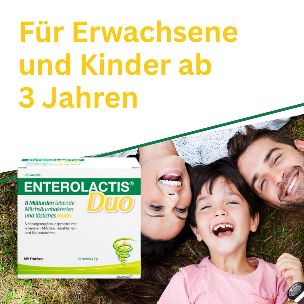 Enterolactis Duo - Natural Supply Of The Intestinal Flora And The Gut Microbiome With L. Casei DG & Inulin - Lactose Free & Gluten Free Pack Of 20 Bags product thumbnail 4