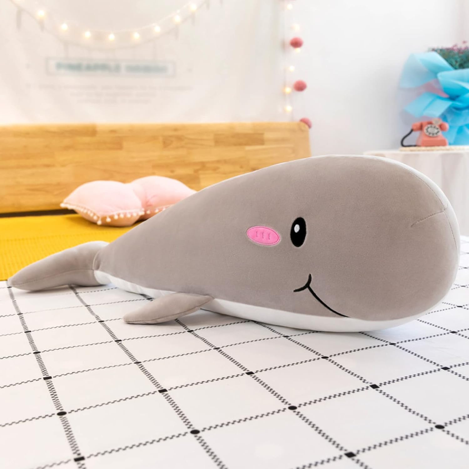 ぬいぐるみ 横向き寝 だき枕 鯨 クジラ シャチ 動物 海洋動物 水族館 リアル キャラクター 抱き枕 130cm 添い寝枕 ふわふわ 可愛い 玩具 贈り物 ギフト グレー プレゼント 誕生日 クリスマス 置物 飾り 店飾り おしゃれ
