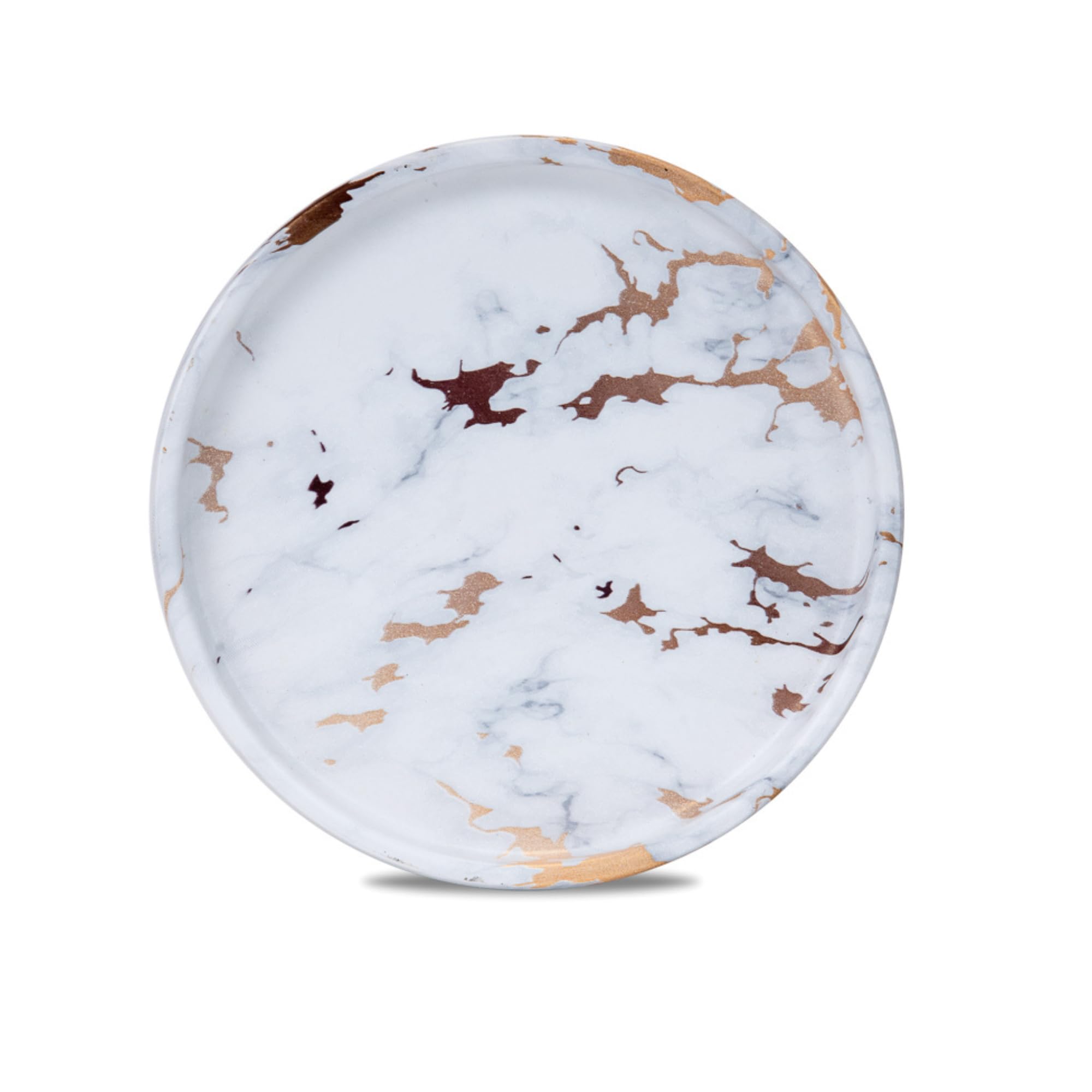 SIMPLY RSB Ceramic Plant Saucer | Plant Trays for Indoors | Drip Tray | Plant Pot Saucers (12in, White and Gold)… (White and Gold)