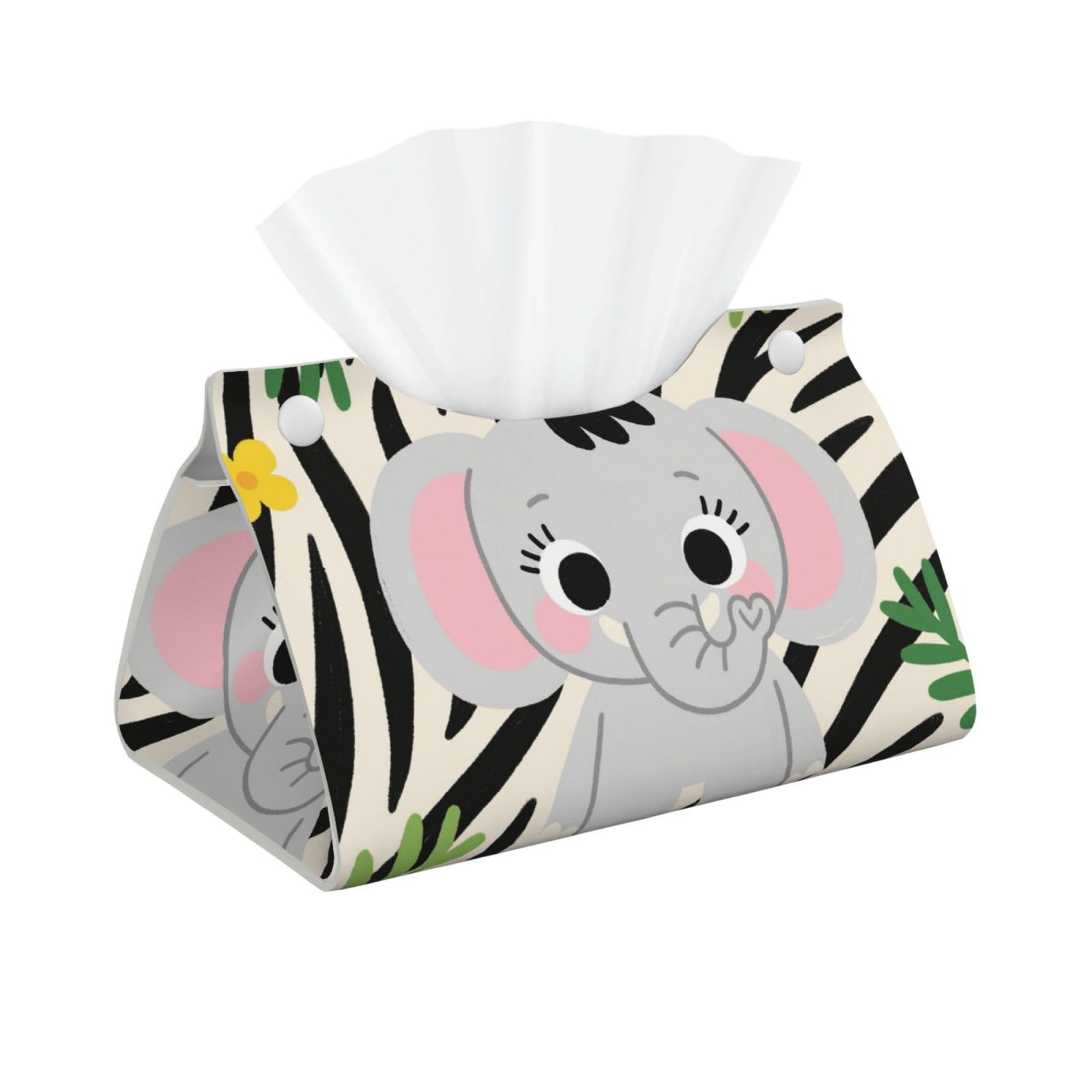 Pu Leather Tissue Box Cover, Cute Elephants Rectangle Tissue Case Covers Decorative Tissue Box Holder Waterproof Tissue Holder Organizer for Bathroom Home Office