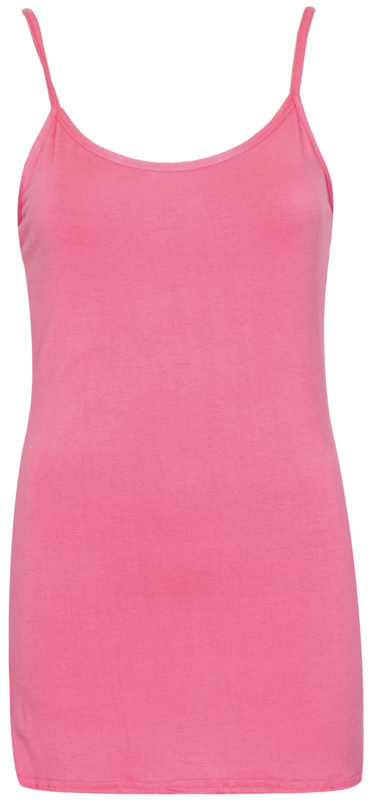 Purple Hanger Women's Coral Plain Sleeveless Stretch Round Scoop Neckline Camisole Long Strappy Vest Tank Top Plus Size (8-10, Numeric_8)